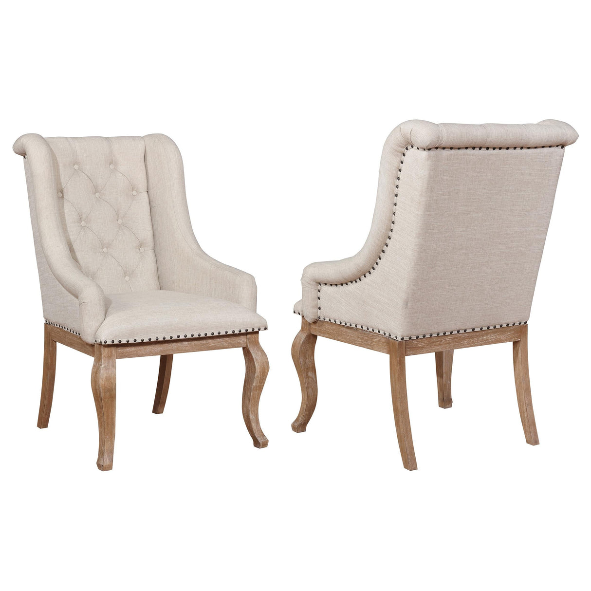 Brockway Tufted Arm Chairs Cream and Barley Brown
