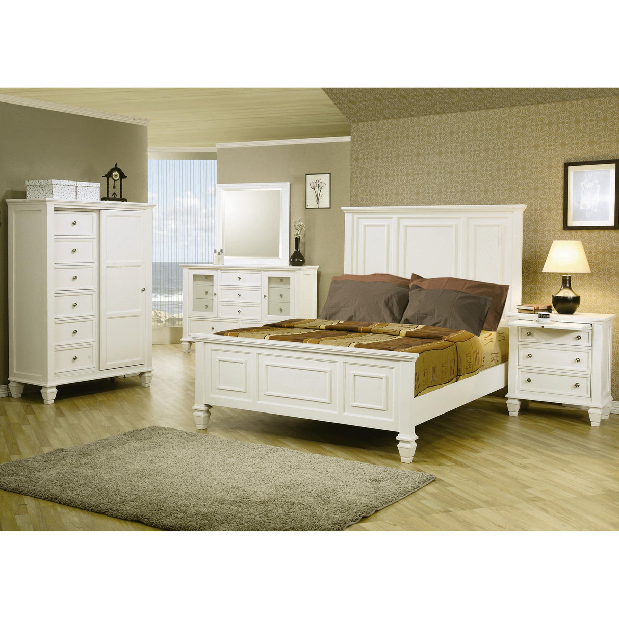 Coaster Furniture Sandy Beach 201304 Dresser Mirror - Cream White IMAGE 4