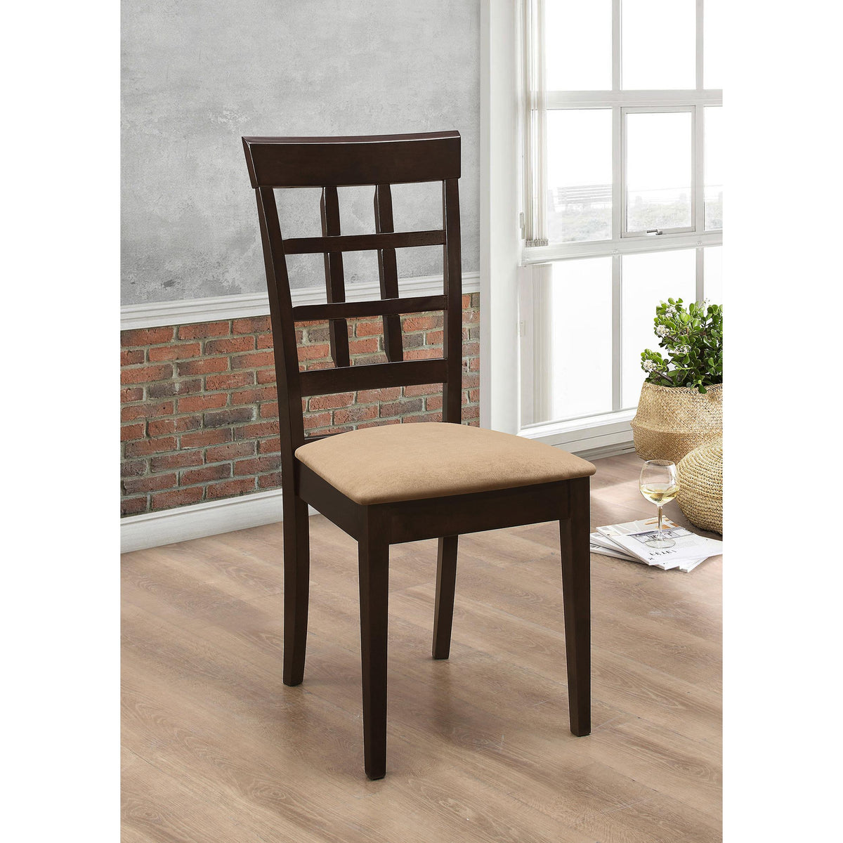 Coaster Furniture Gabriel 100772 Lattice Back Dining Side Chair - Cappuccino (Set of 2) IMAGE 9