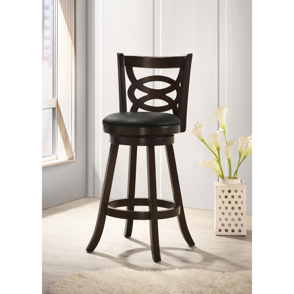 Coaster Furniture Calecita 101930 Wood Swivel Bar Stool - Cappuccino (Set of 2) IMAGE 8