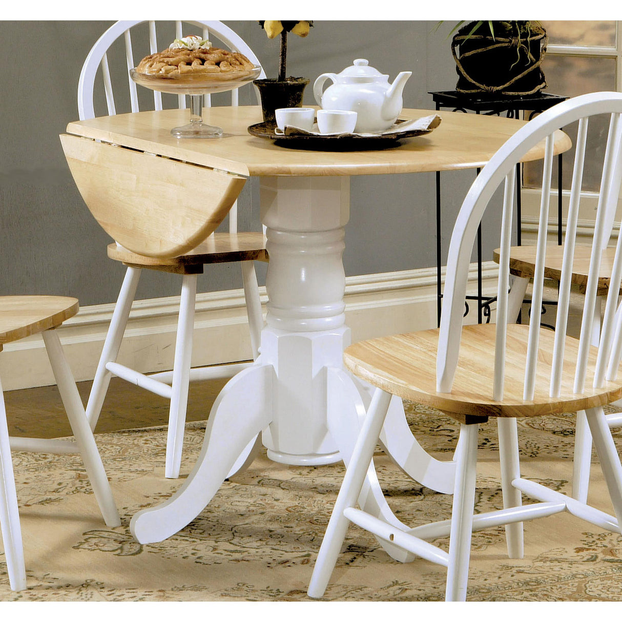 Coaster Furniture Allison 4241 Round 40-inch Drop Leaf Extension Dining Table - White IMAGE 11
