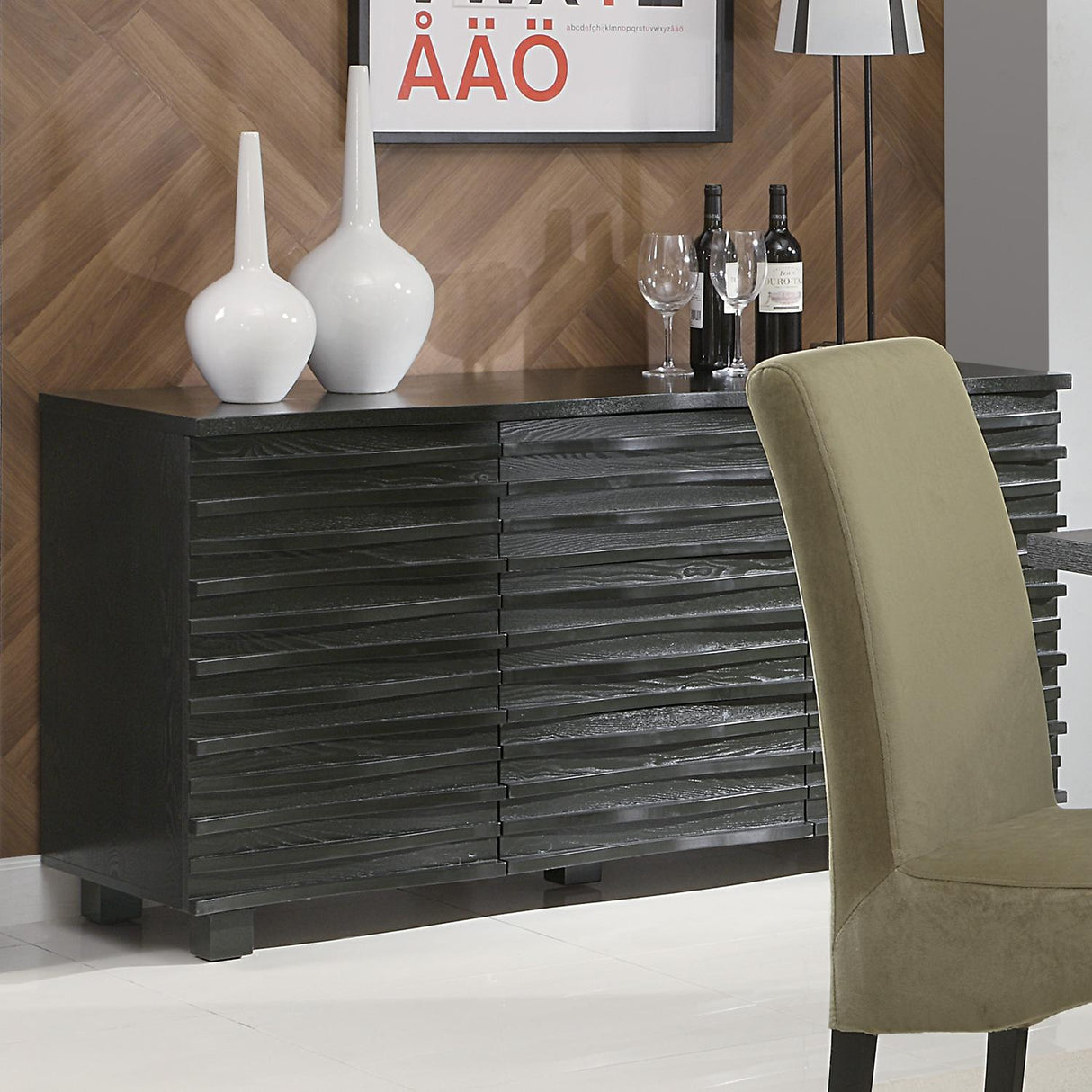 Coaster Furniture Stanton 102065 3-Drawer Sideboard Buffet Storage Cabinet - Black IMAGE 1