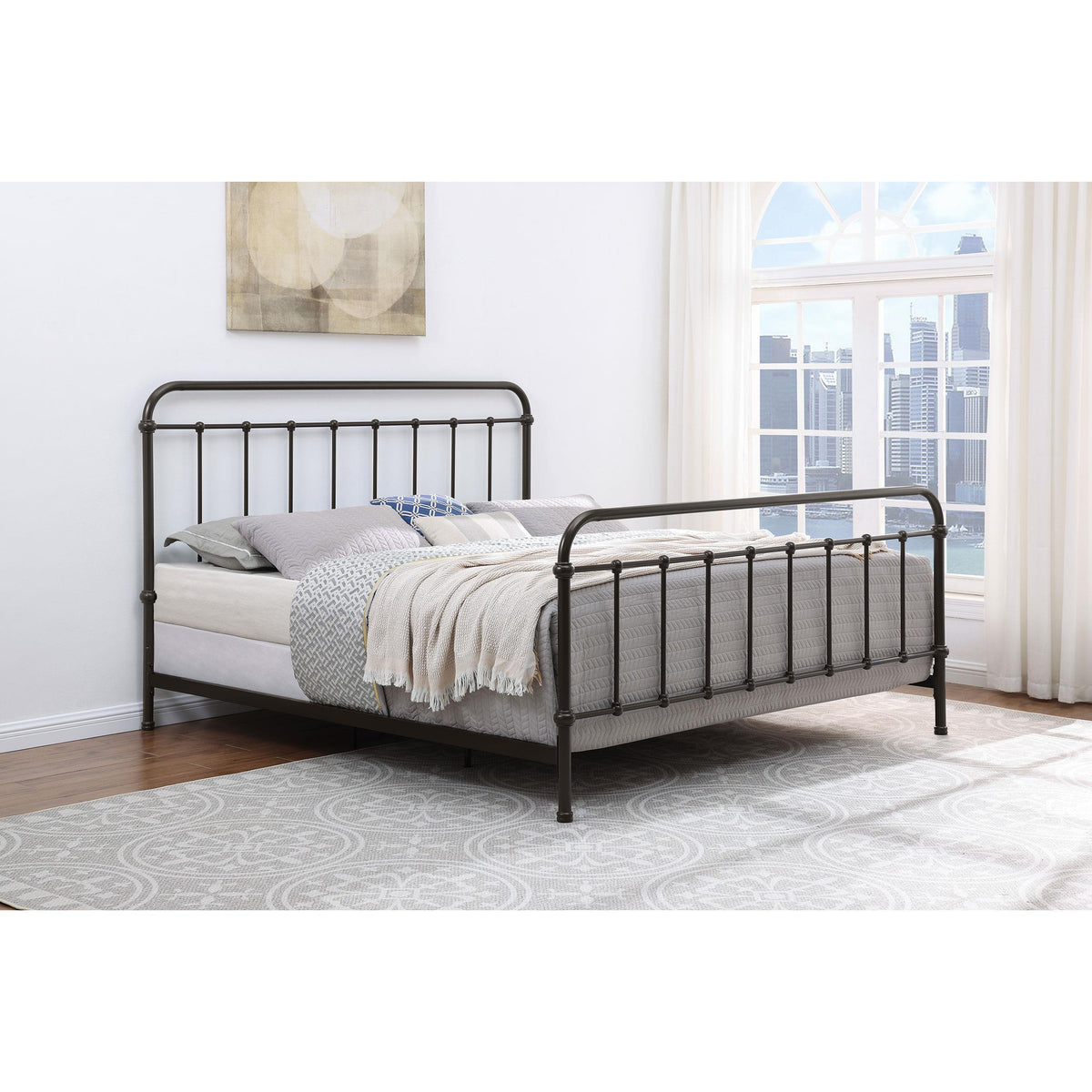 Coaster Furniture Livingston 300399KE Metal Eastern King Open Frame Bed - Dark Bronze IMAGE 8