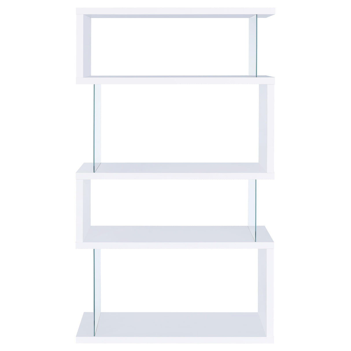 Coaster Furniture Emelle 800300 63-inch 4-shelf Glass Panel Bookshelf - White IMAGE 5