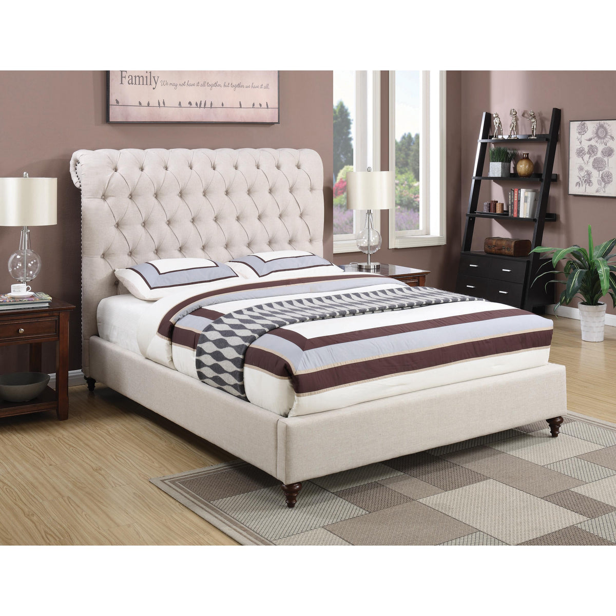 Coaster Furniture Devon 300525Q 57-inch Upholstered Queen Panel Bed - Beige IMAGE 3