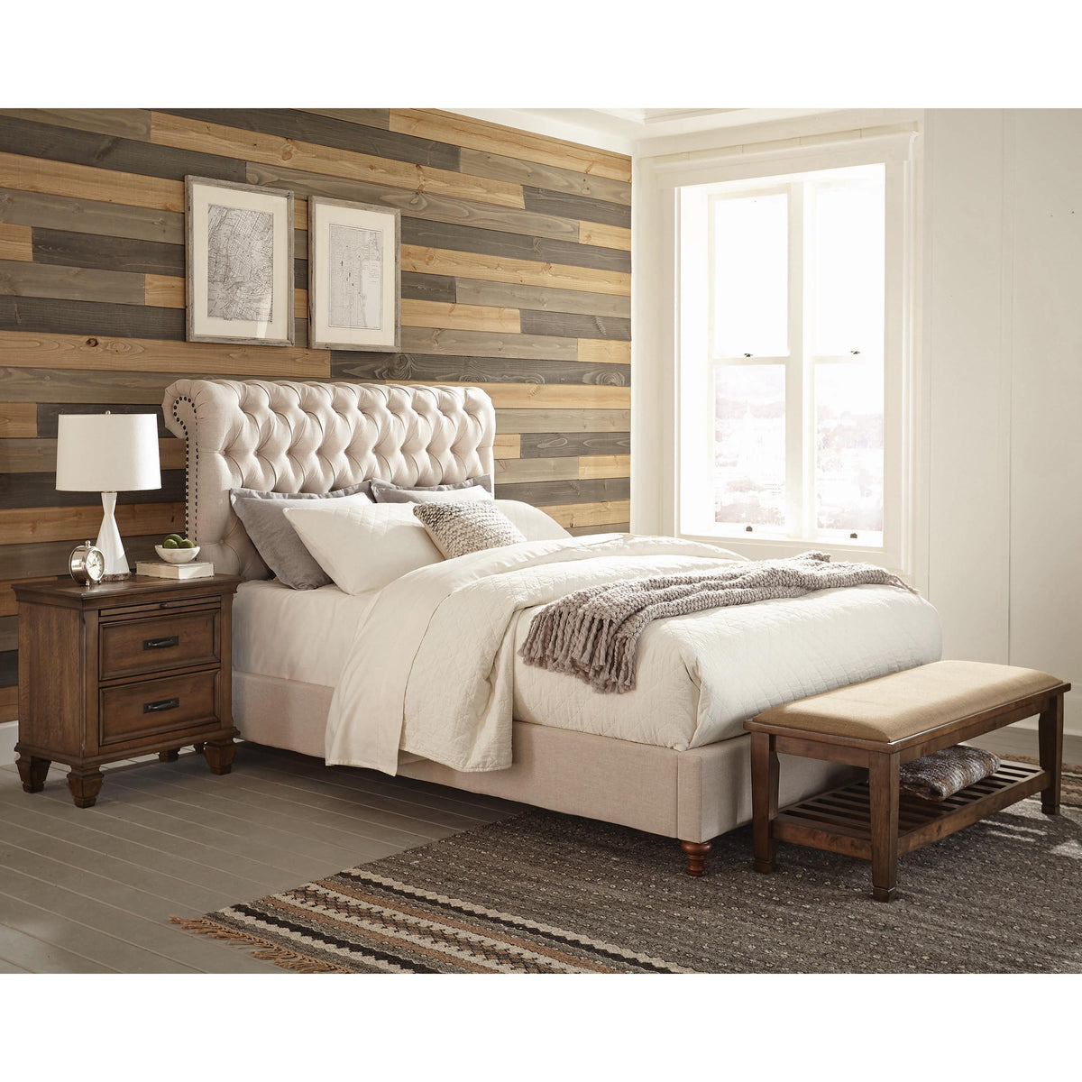 Coaster Furniture Devon 300525Q 57-inch Upholstered Queen Panel Bed - Beige IMAGE 4