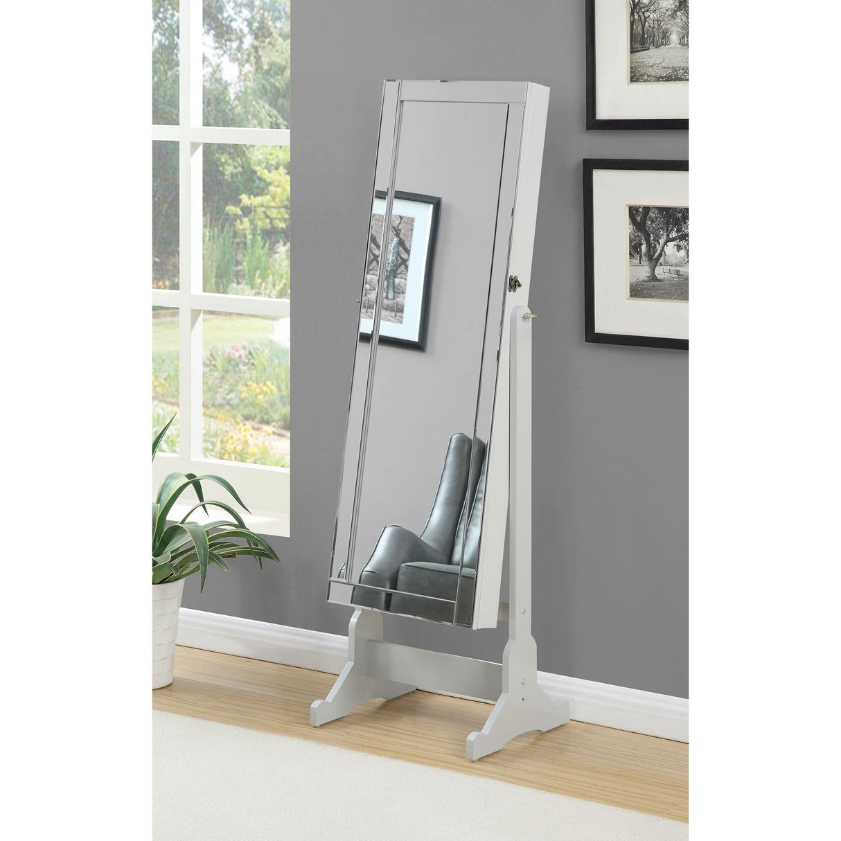 Coaster Furniture Yvonne 901866 Cheval Mirror with Jewelry Storage - Dove Grey IMAGE 3