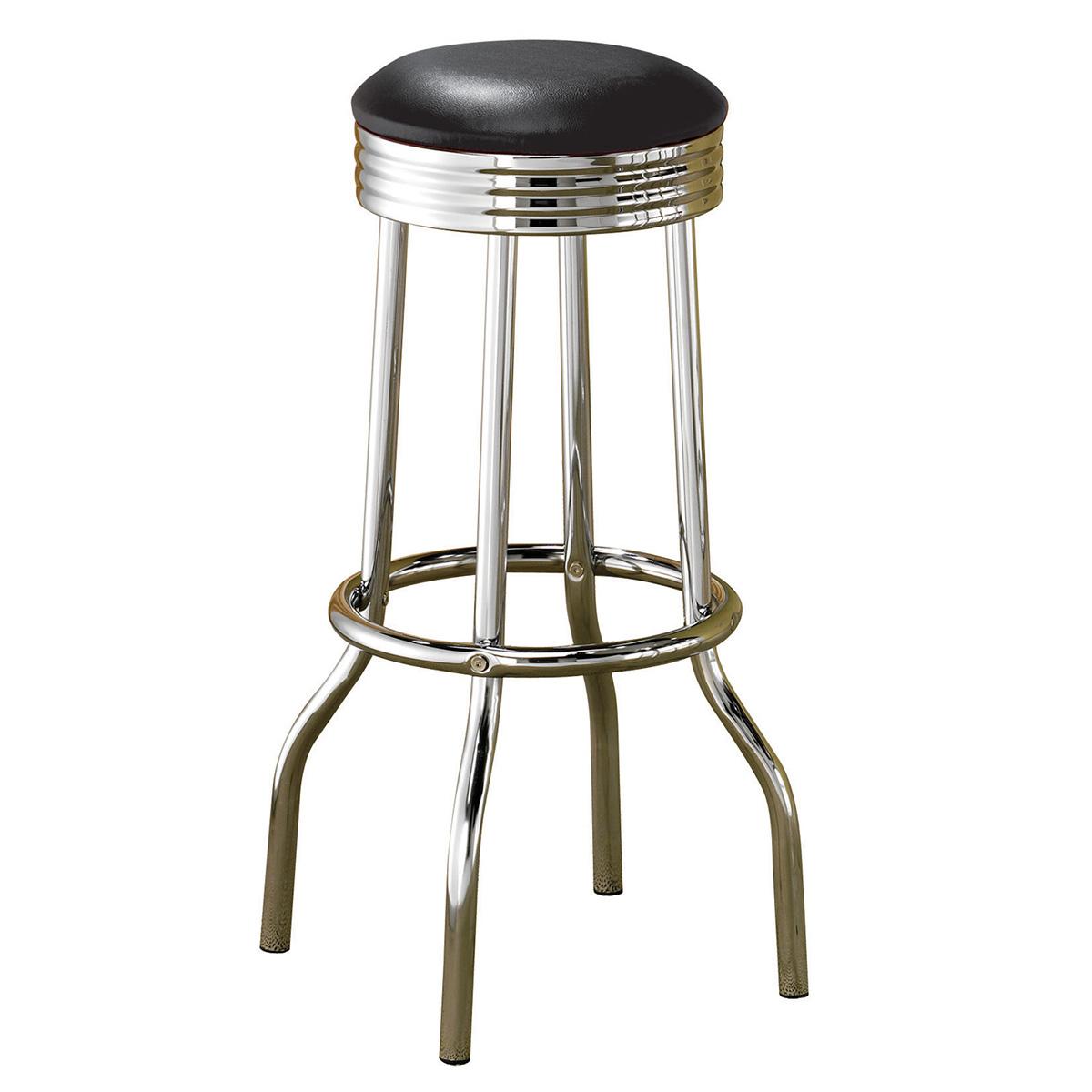 Coaster Furniture Retro 2408 Upholstered Metal Swivel Bar Stool - Black (Set of 2) IMAGE 2