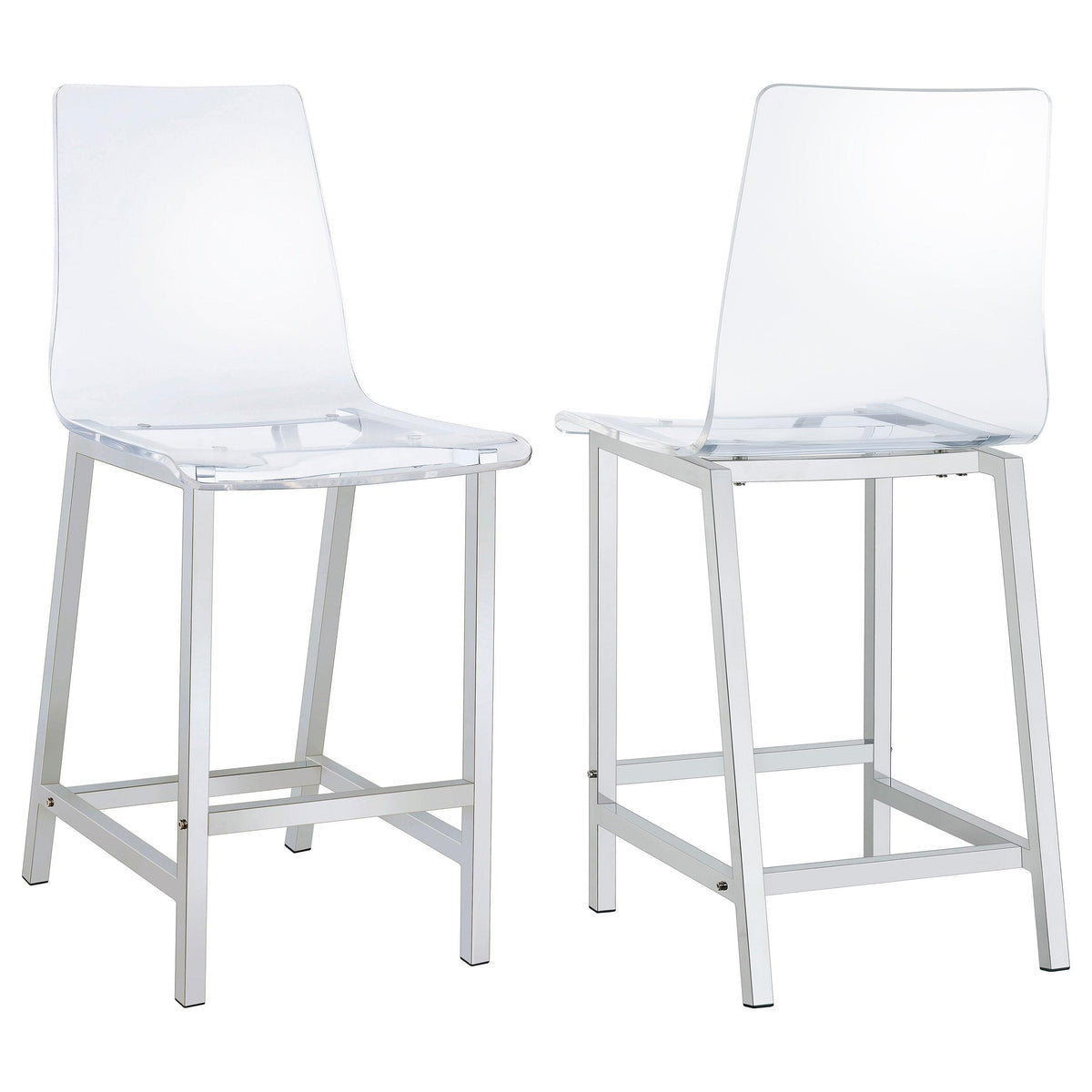 Coaster Furniture Juelia 100265 Clear Acrylic Counter Chair - Chrome (Set of 2) IMAGE 1