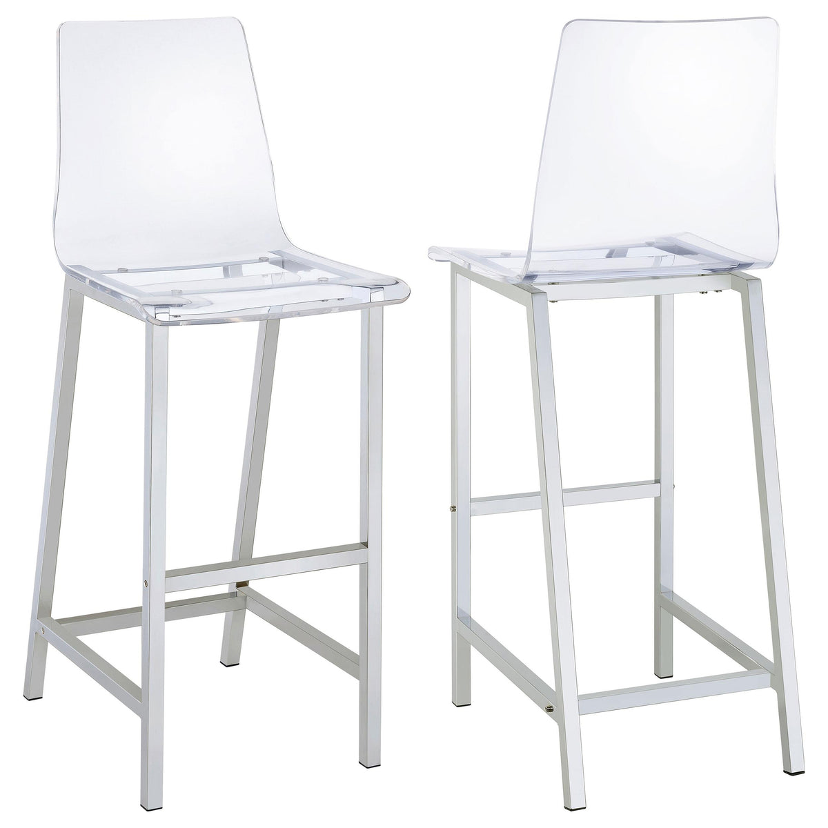 Coaster Furniture Juelia 100295 Clear Acrylic Bar Chair - Chrome (Set of 2) IMAGE 1