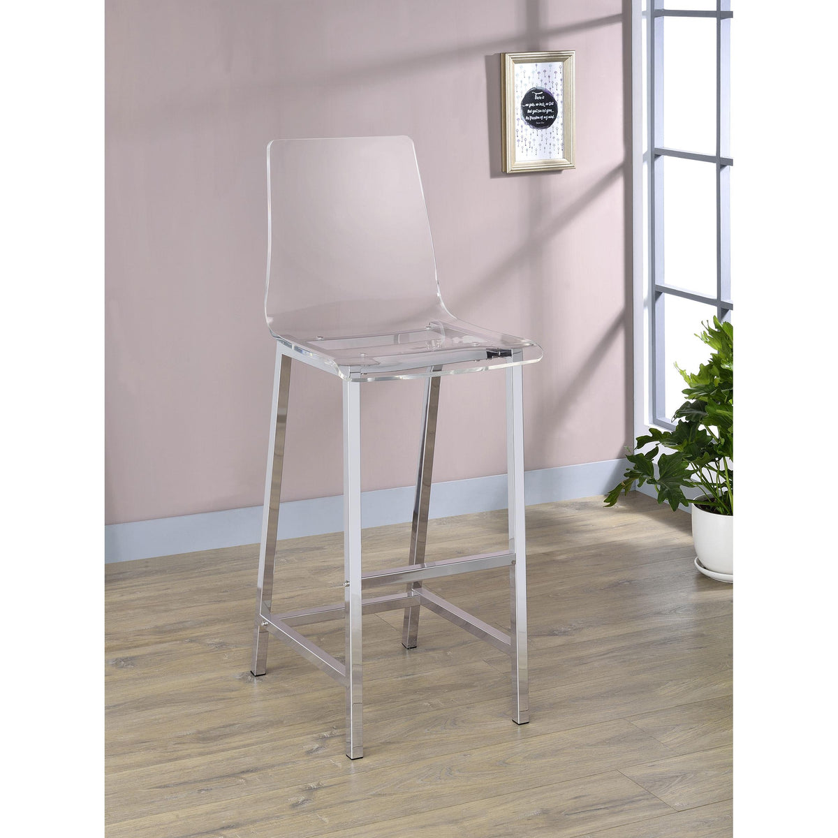 Coaster Furniture Juelia 100295 Clear Acrylic Bar Chair - Chrome (Set of 2) IMAGE 10