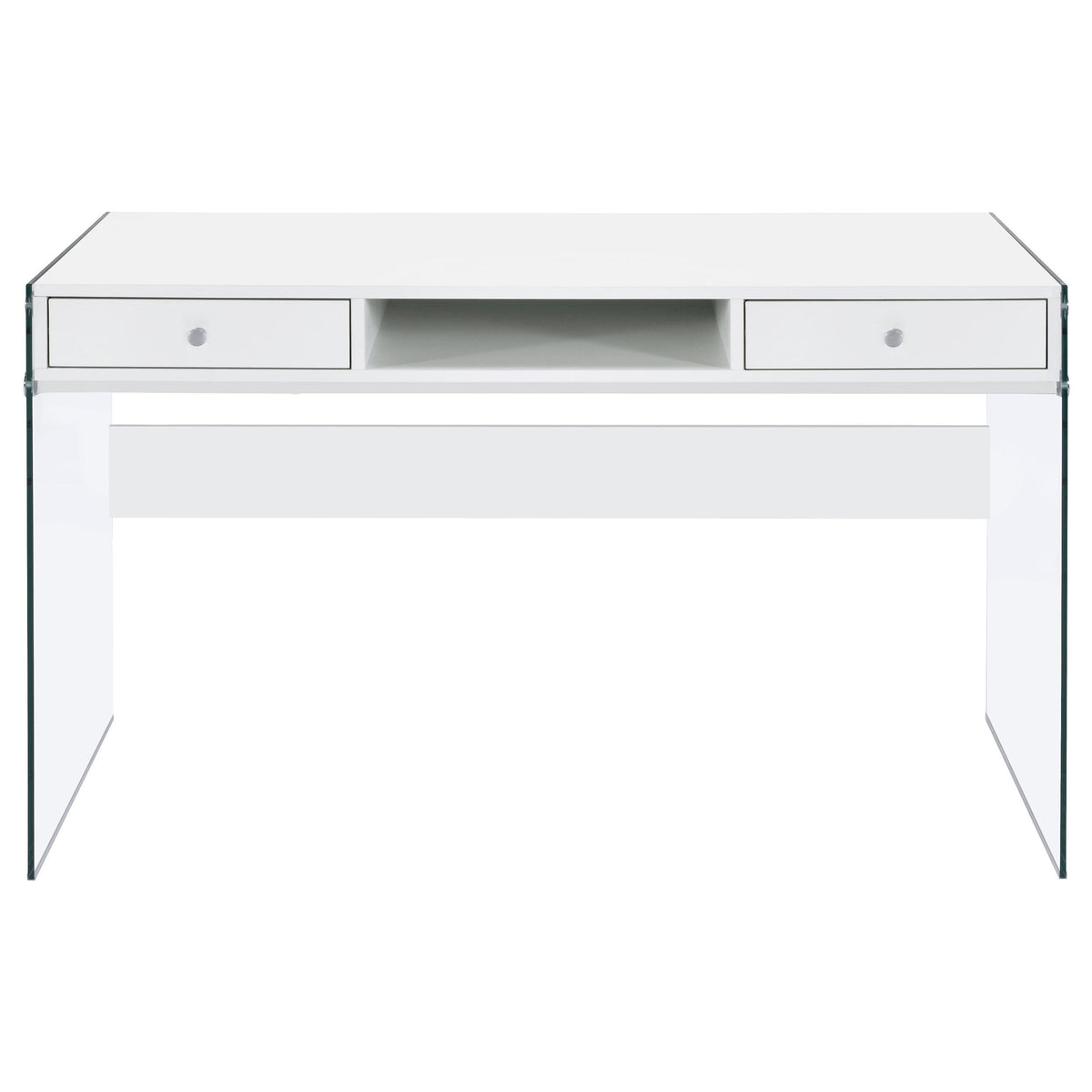 Coaster Furniture Dobrev 800829 48-inch 2-Drawer Writing Desk - White High Gloss IMAGE 3
