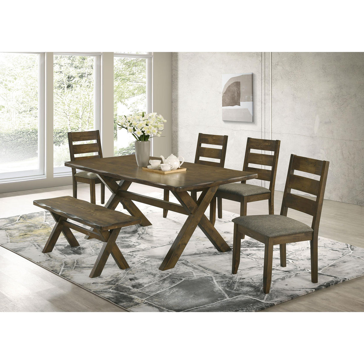 Coaster Furniture Alston 106383 47-inch Solid Wood Dining Bench - Knotty Nutmeg IMAGE 5