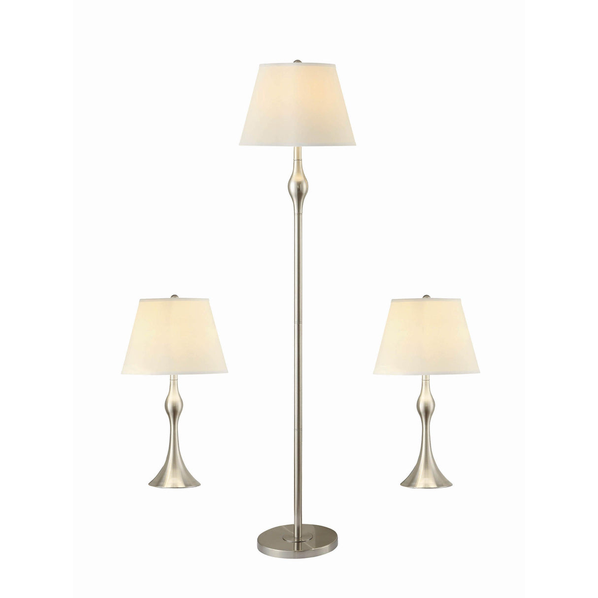 Coaster Furniture Griffin 901235 3-piece Floor and Table Lamp Set - Brushed Nickel IMAGE 1