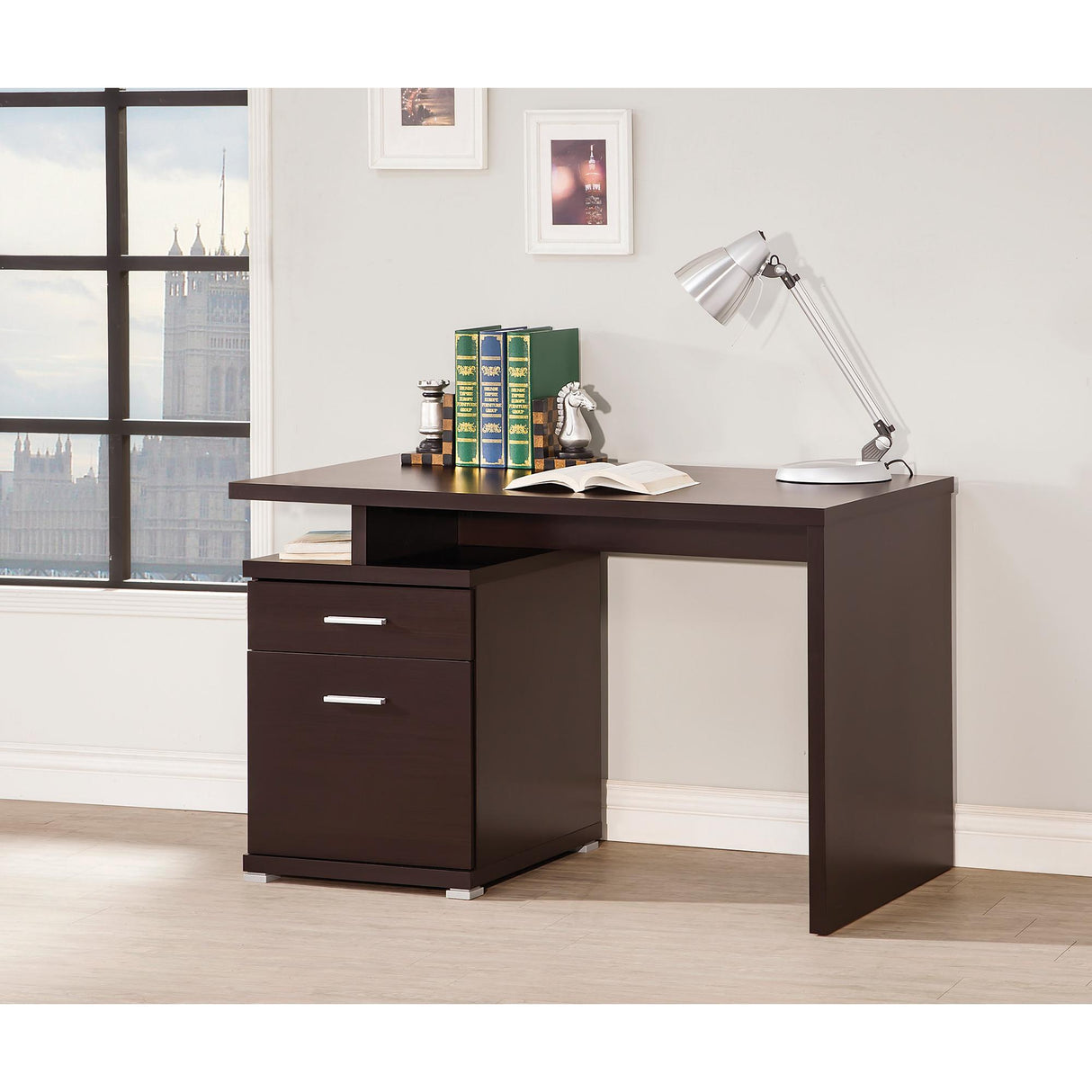 Coaster Furniture Irving 800109 47-inch 2-Drawer Office Computer Desk - Cappuccino IMAGE 2