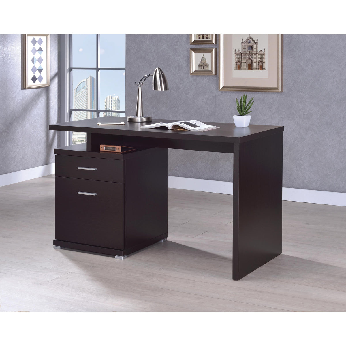 Coaster Furniture Irving 800109 47-inch 2-Drawer Office Computer Desk - Cappuccino IMAGE 8