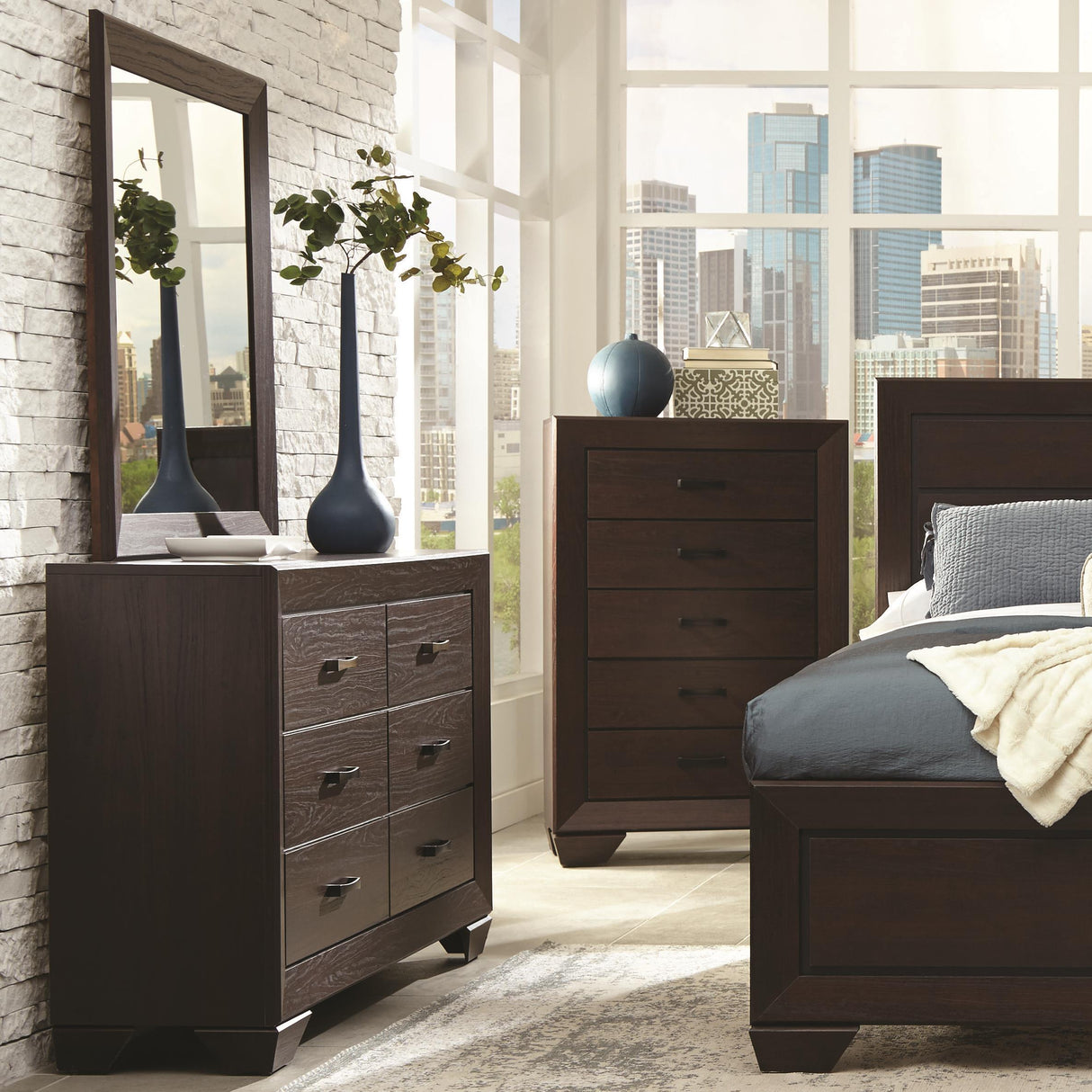 Coaster Furniture Kauffman 204394 Dresser Mirror - Dark Cocoa IMAGE 3