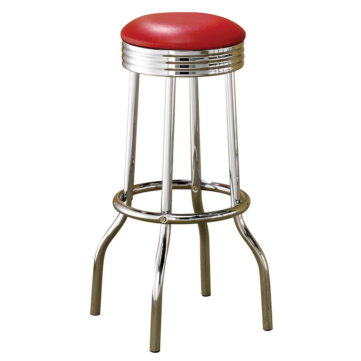 Coaster Furniture Retro 2299R Upholstered Metal Swivel Bar Stool - Red (Set of 2) IMAGE 2