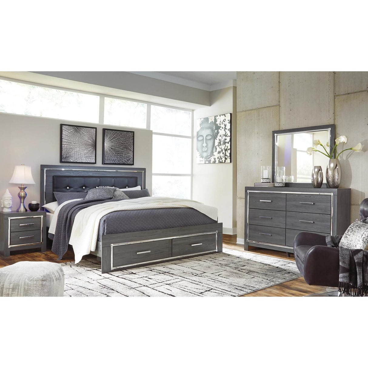 Signature Design by Ashley Lodanna B214B17 6 pc King Panel Storage Bedroom Set IMAGE 1