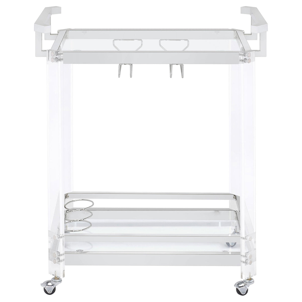 Coaster Furniture Jefferson 902589 2-tier Glass Shelf Acrylic Bar Cart - Chrome IMAGE 5