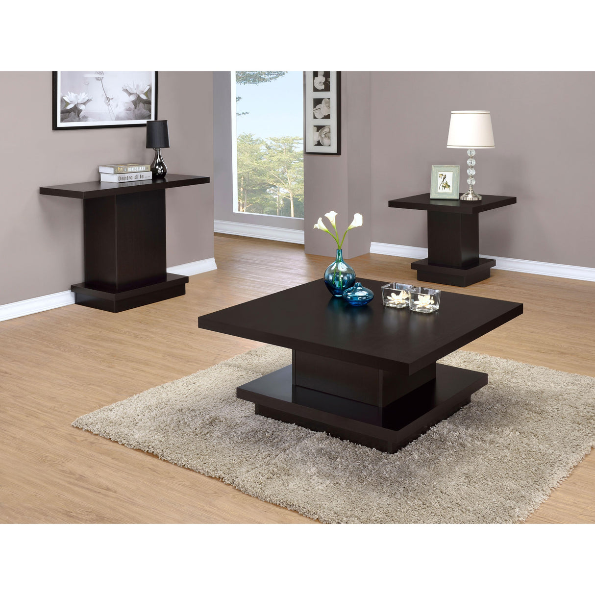 Coaster Furniture Reston 705169 Engineered Wood Pedestal Console Table - Cappuccino IMAGE 7