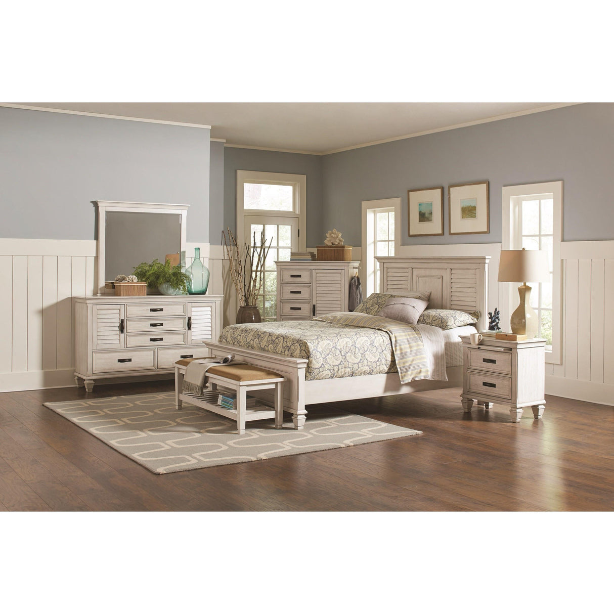 Coaster Furniture Franco 205333 5-Drawer Dresser - Distressed White IMAGE 3