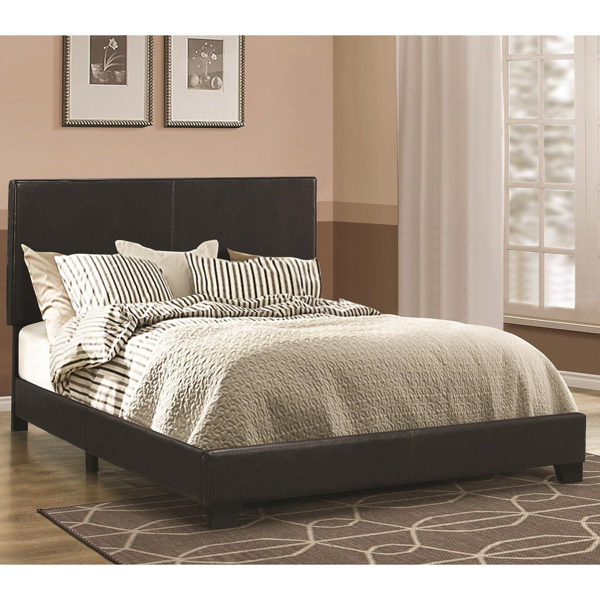 Coaster Furniture Dorian 300761F Faux Leather Upholstered Full Panel Bed - Black IMAGE 1