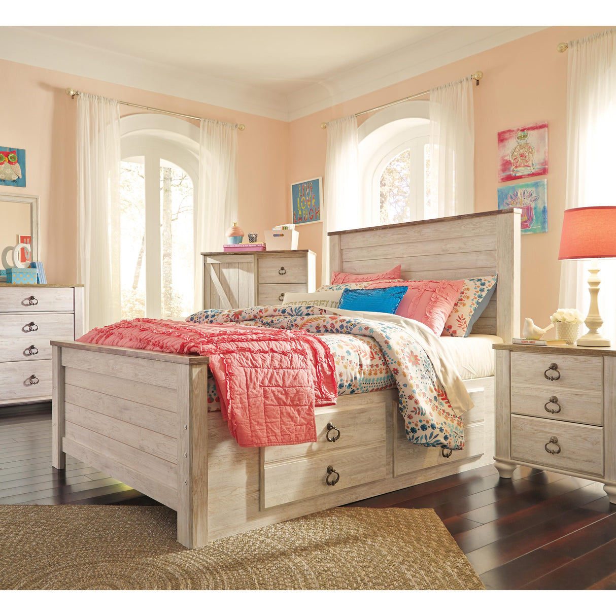 Signature Design by Ashley Willowton B267B22 Full Panel Bed with 2 Storage Drawers IMAGE 2