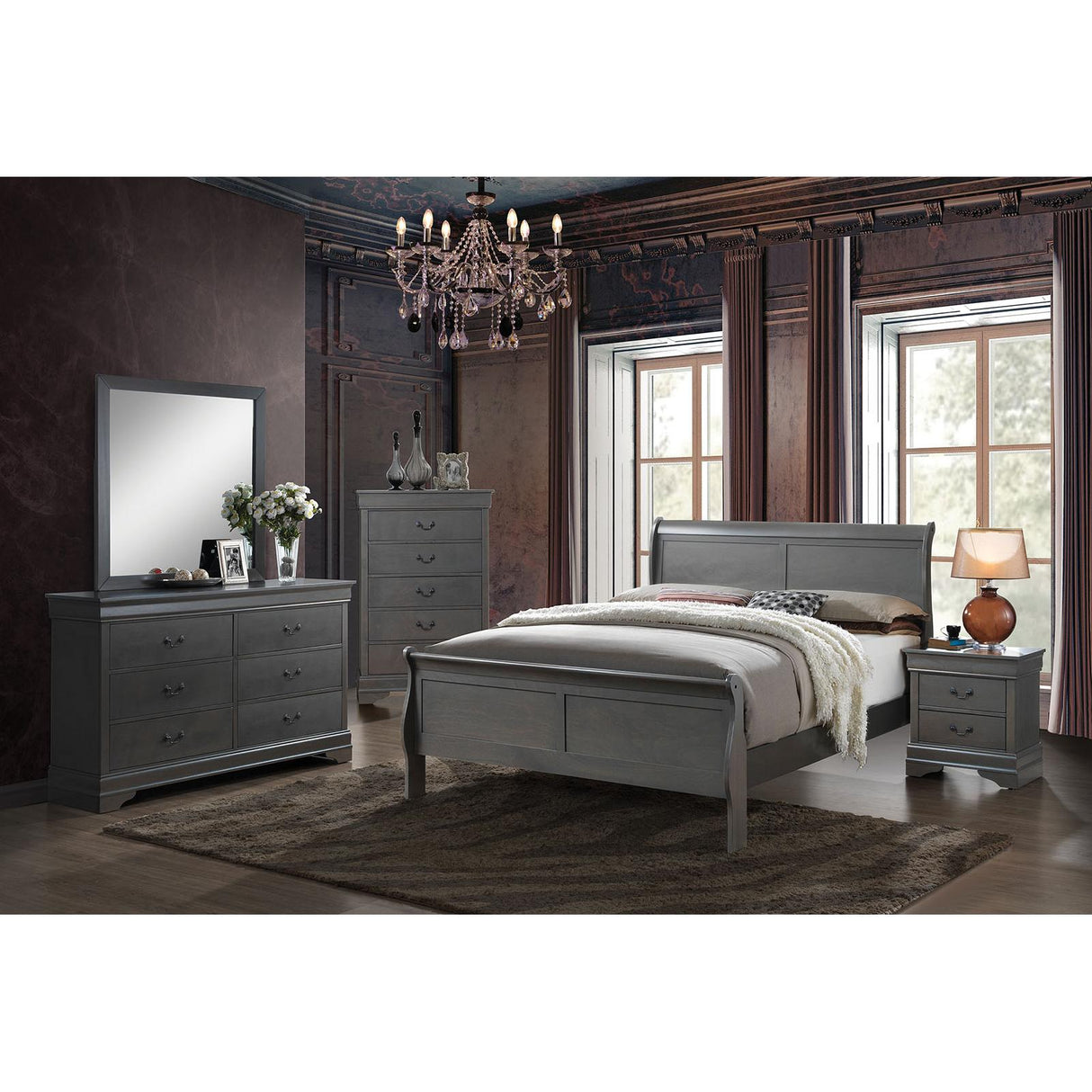 Furniture of America Louis Philippe III Dresser Mirror CM7866GY-M IMAGE 3