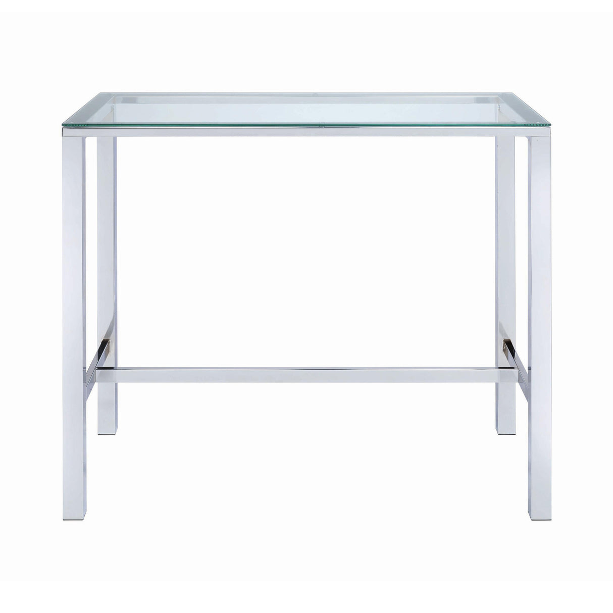 Coaster Furniture Tolbert 104873 Rectangular 47-inch Glass Top Pub Bar Table - Chrome IMAGE 2
