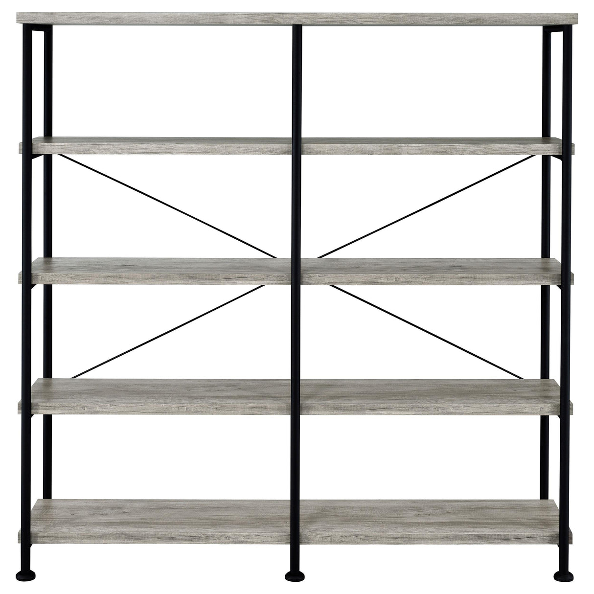 Coaster Furniture Analiese 801544 63-inch 4-shelf Double Bookshelf - Grey Driftwood IMAGE 2