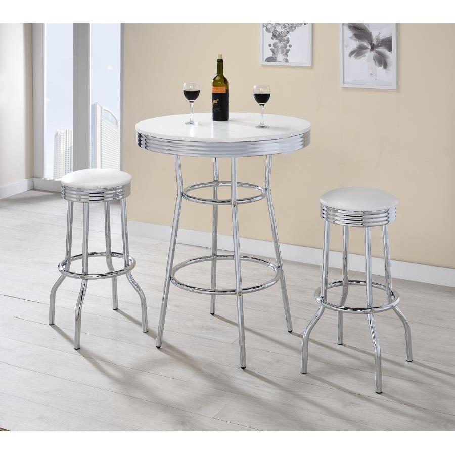 Coaster Furniture Retro 2299W Upholstered Metal Swivel Bar Stool - White (Set of 2) IMAGE 5
