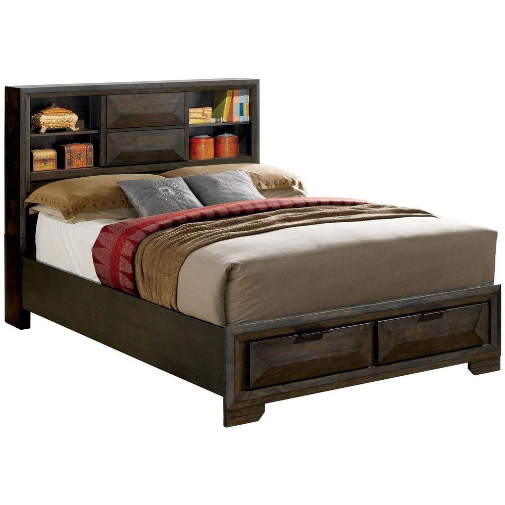 Furniture of America Nikomedes California King Bookcase Bed with Storage CM7557CK-BED IMAGE 1