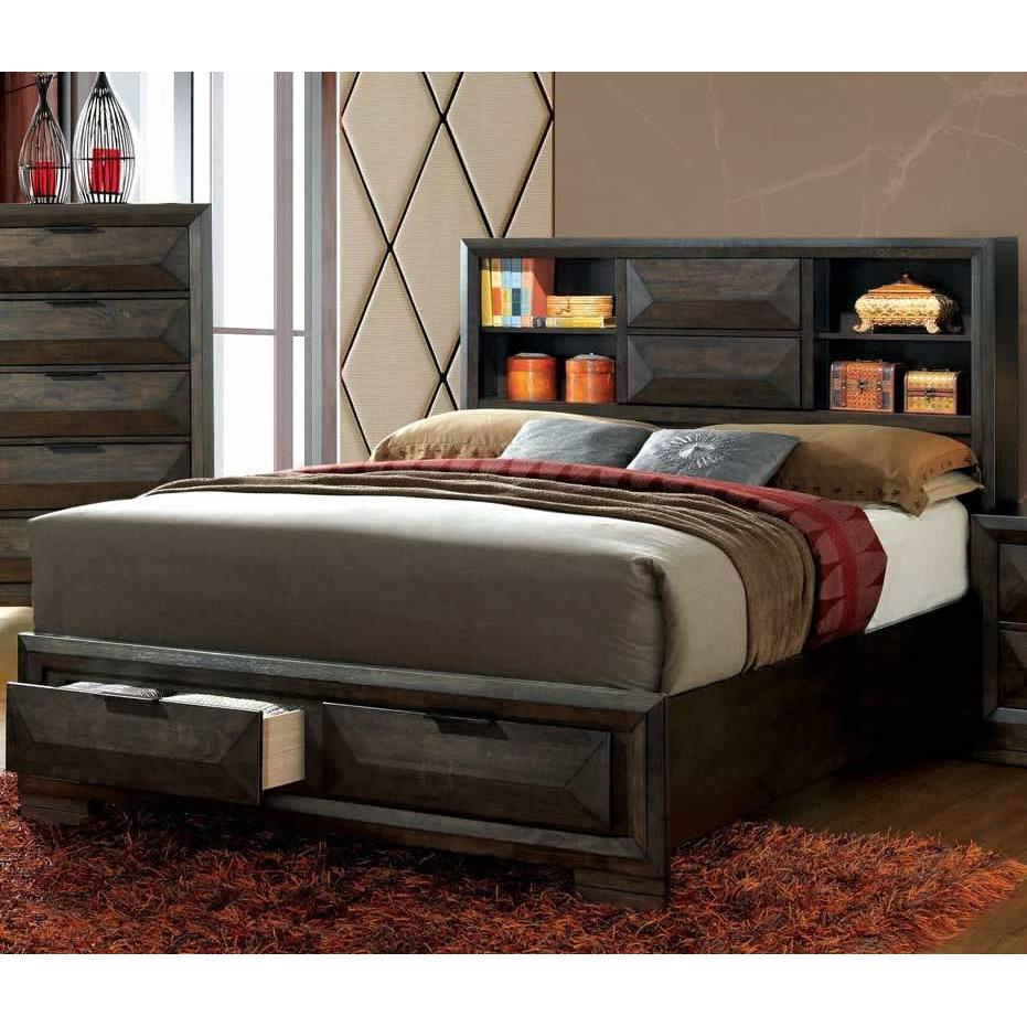 Furniture of America Nikomedes King Bookcase Bed with Storage CM7557EK-BED IMAGE 2