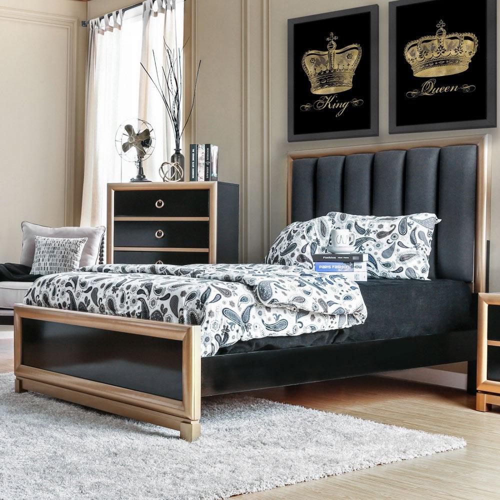 Furniture of America Braunfels Queen Upholstered Panel Bed CM7263Q-BED IMAGE 1