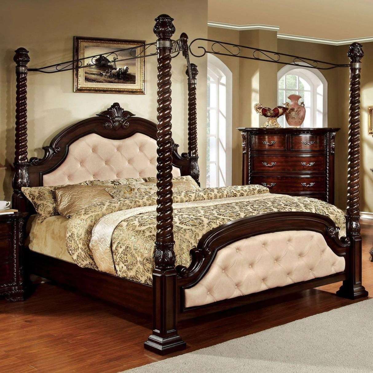 Furniture of America Monte Vista II Queen Poster Canopy Bed CM7296LA-C-Q-BED IMAGE 1