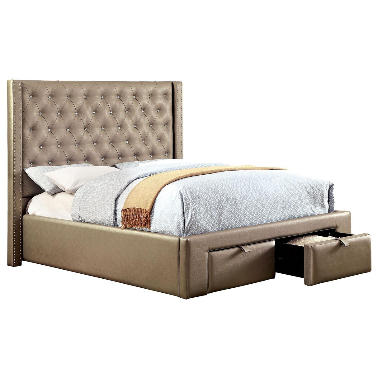 Furniture of America Corina California King Upholstered Panel Bed CM7180CK-BED IMAGE 1