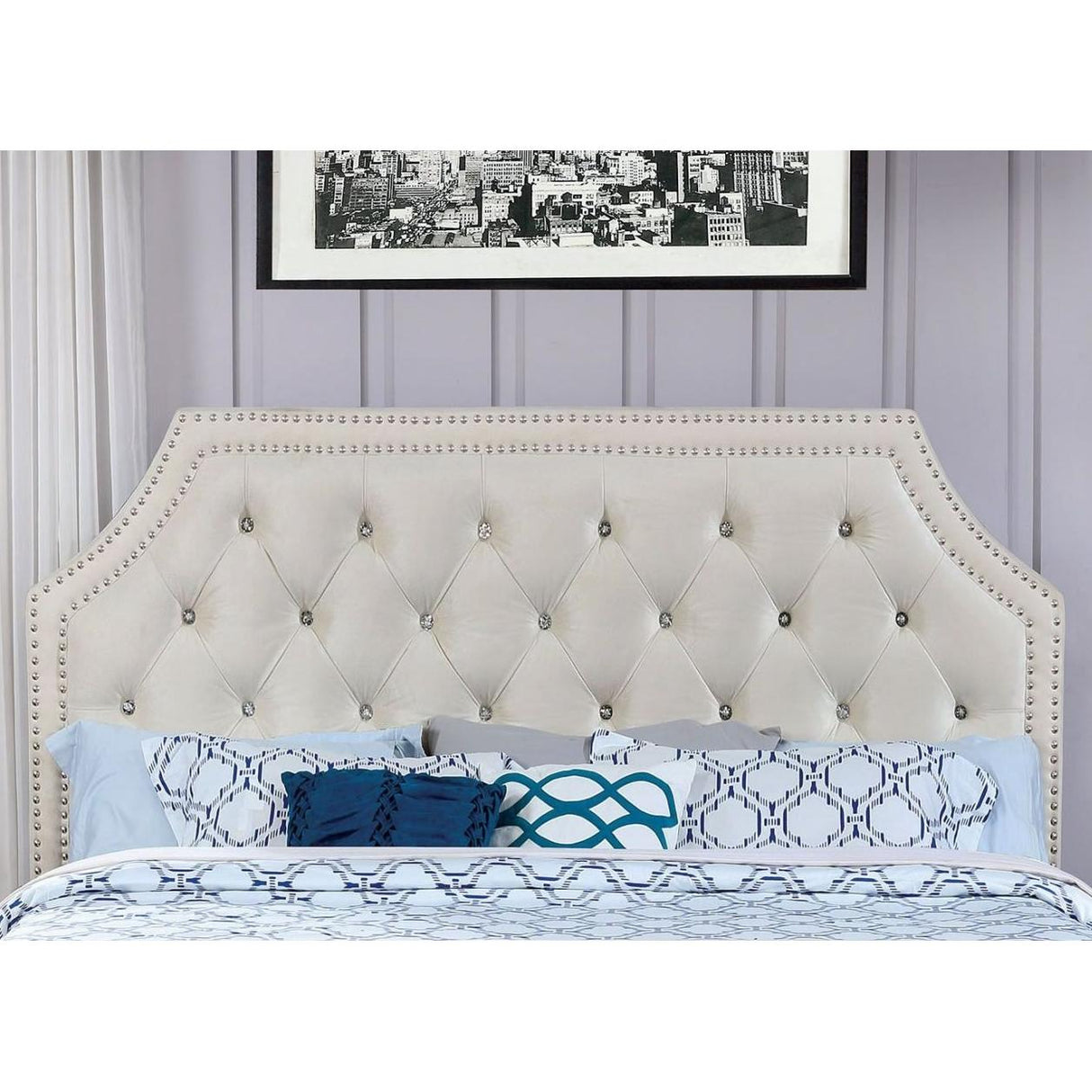 Furniture of America Claudine California King Upholstered Panel Bed CM7675CK-BED IMAGE 3