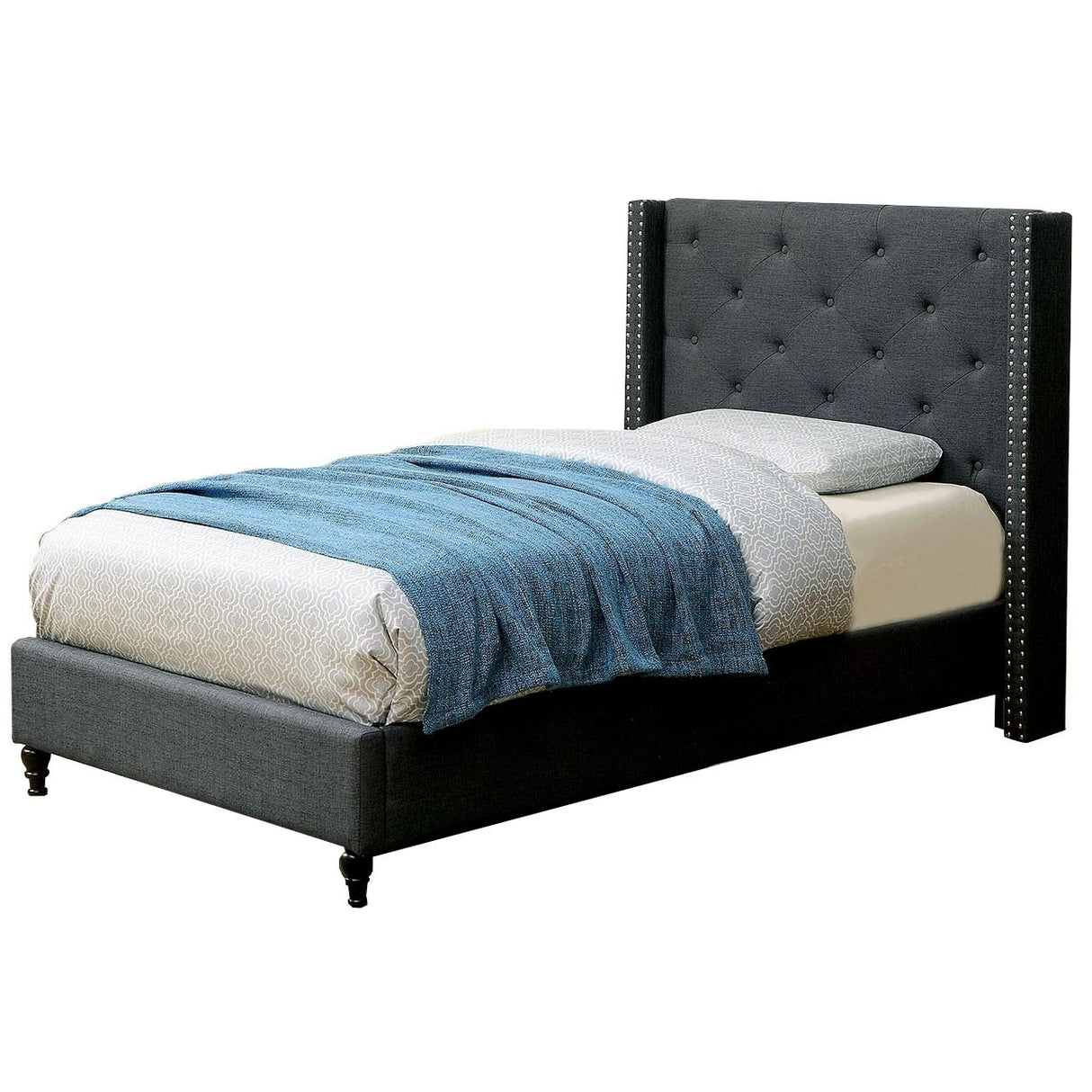 Furniture of America Anabelle Twin Upholstered Panel Bed CM7677BL-T-BED IMAGE 1