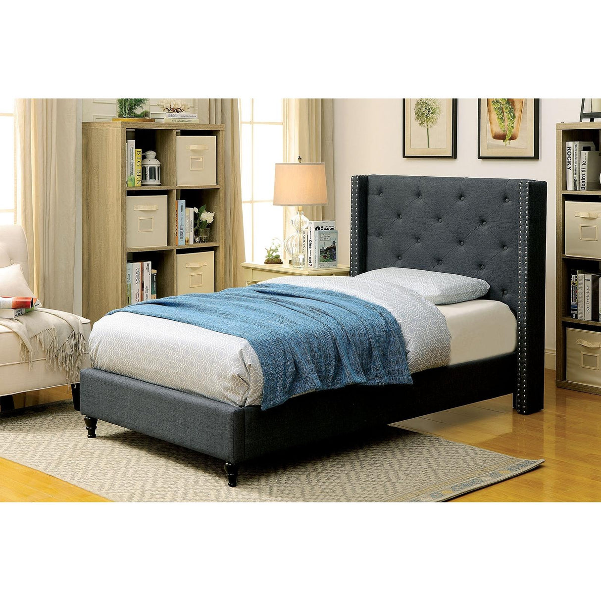 Furniture of America Anabelle Twin Upholstered Panel Bed CM7677BL-T-BED IMAGE 3