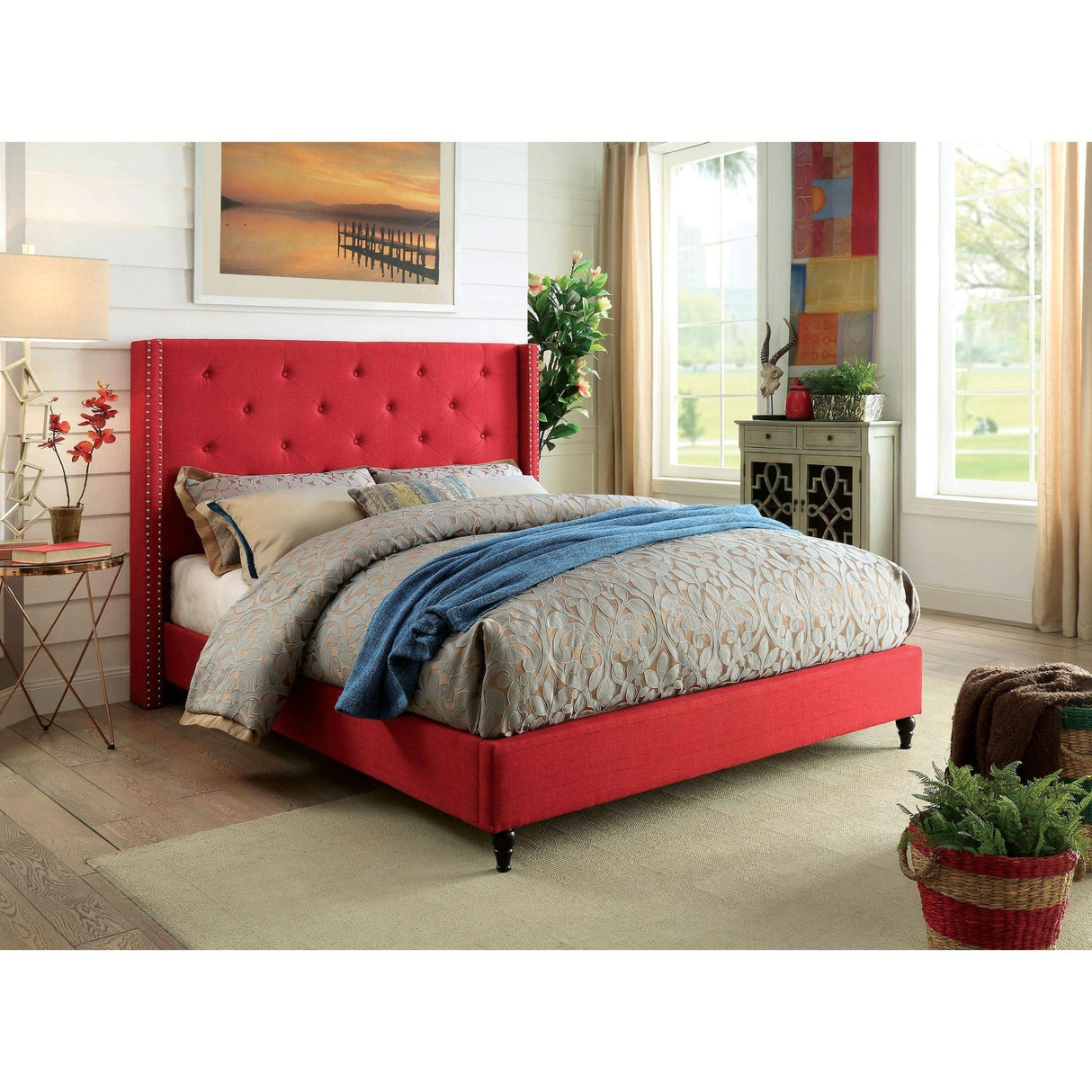Furniture of America Anabelle Queen Upholstered Panel Bed CM7677RD-Q-BED IMAGE 6