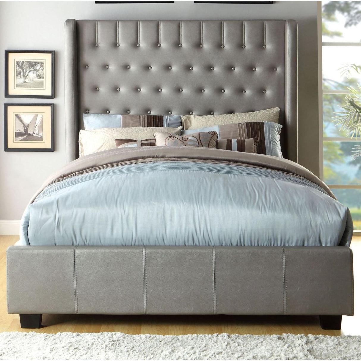 Furniture of America Mira King Upholstered Panel Bed CM7055EK-BED IMAGE 1