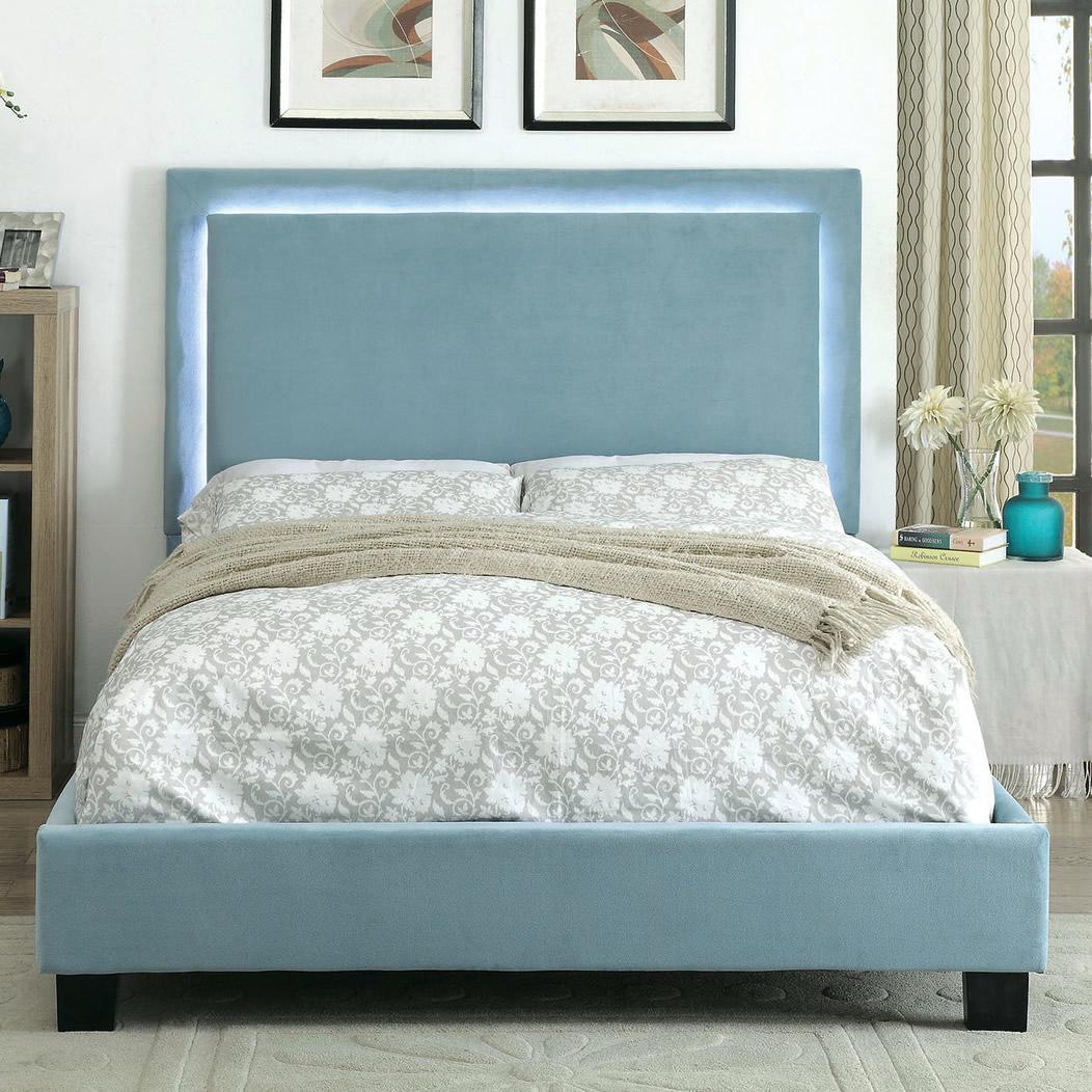 Furniture of America Erglow I Twin Upholstered Panel Bed CM7695BL-T-BED IMAGE 2