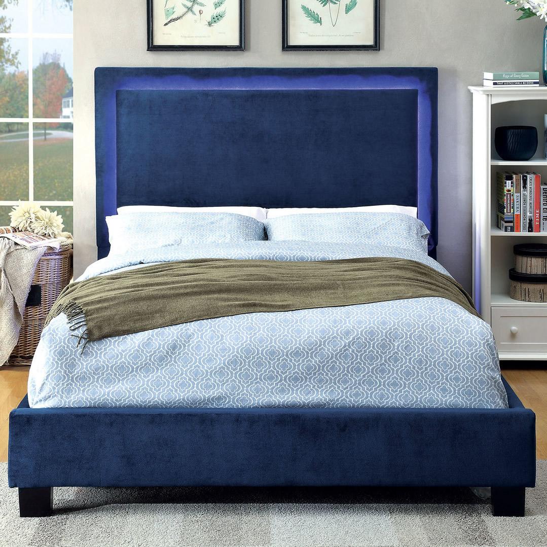 Furniture of America Erglow I Twin Upholstered Panel Bed CM7695NV-T-BED IMAGE 2