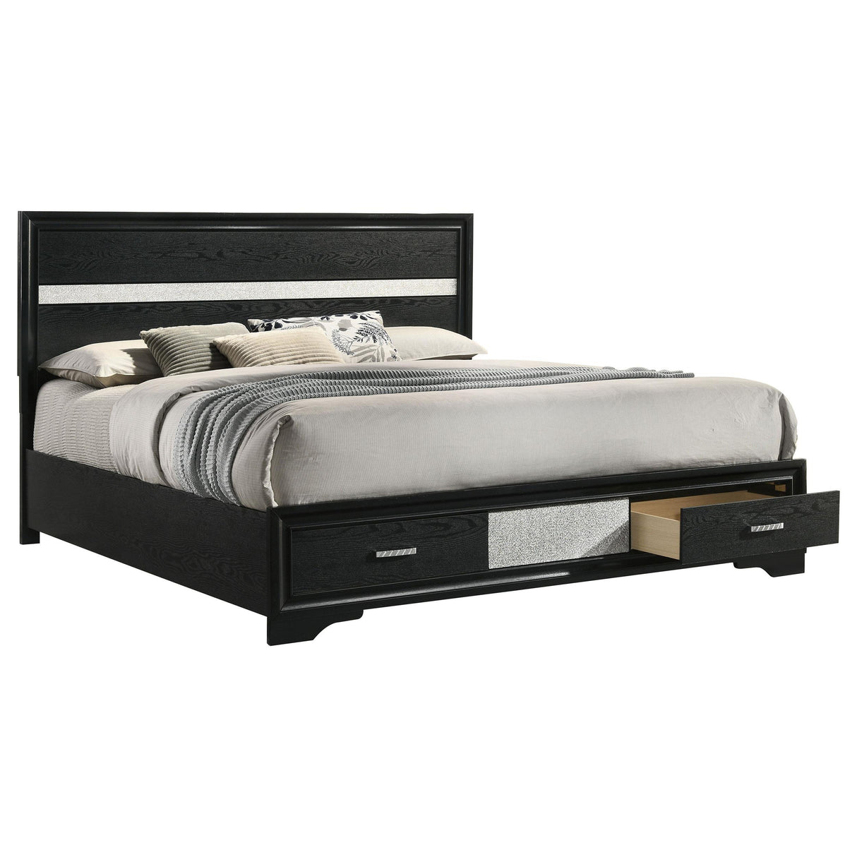 Coaster Furniture Miranda 206361KE 51-inch Wood Eastern King Storage Panel Bed - Black IMAGE 2