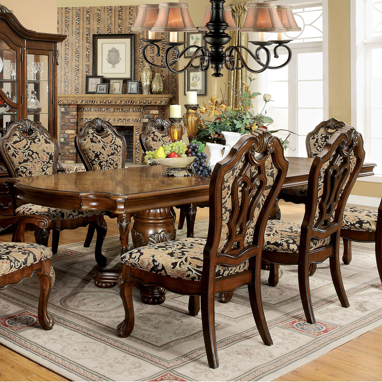 Furniture of America Vicente Dining Table with Pedestal Base CM3243T-TABLE IMAGE 1