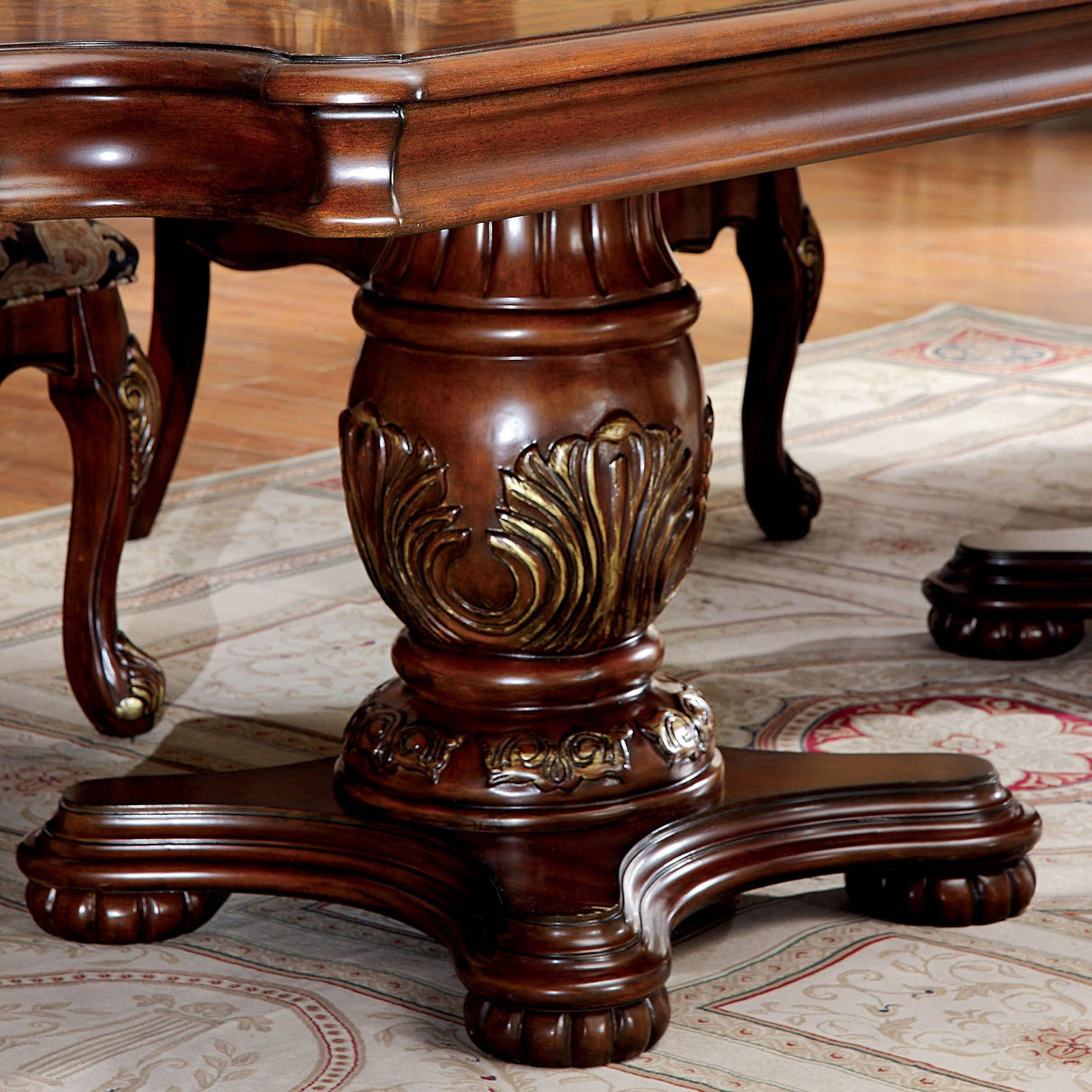 Furniture of America Vicente Dining Table with Pedestal Base CM3243T-TABLE IMAGE 4