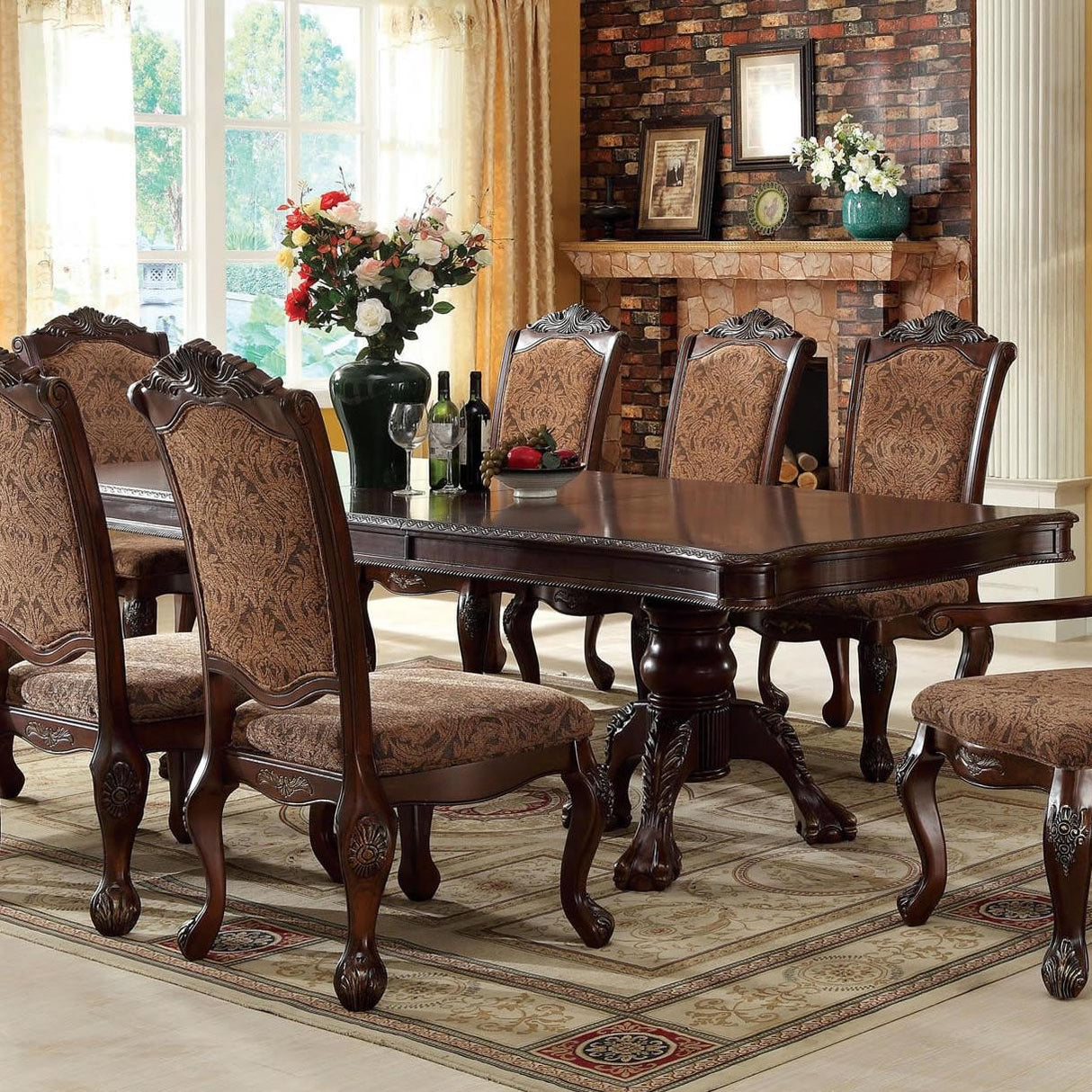 Furniture of America Cromwell Dining Table with Pedestal Base CM3103T-TABLE IMAGE 1