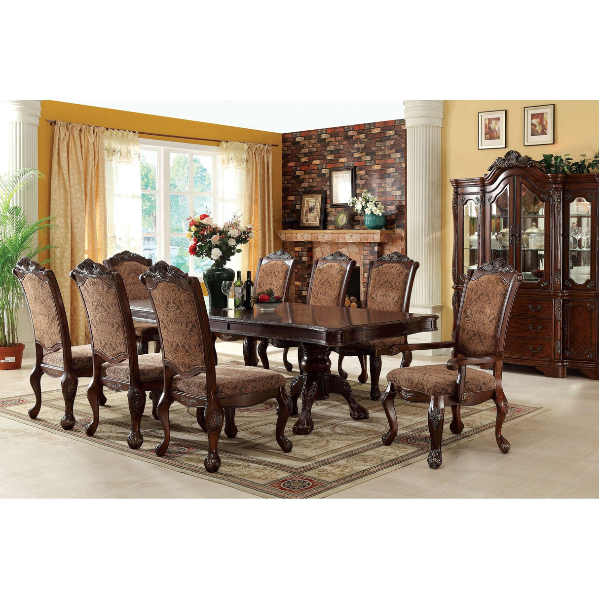 Furniture of America Cromwell Dining Table with Pedestal Base CM3103T-TABLE IMAGE 4