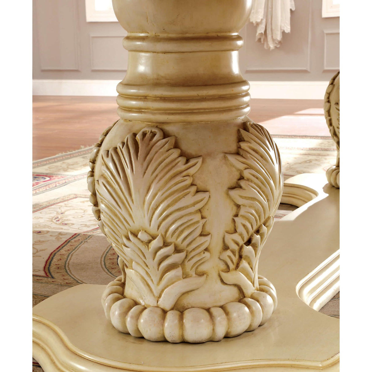 Furniture of America Oval Wyndmere Dining Table with Pedestal Base CM3186WH-T-TABLE IMAGE 4